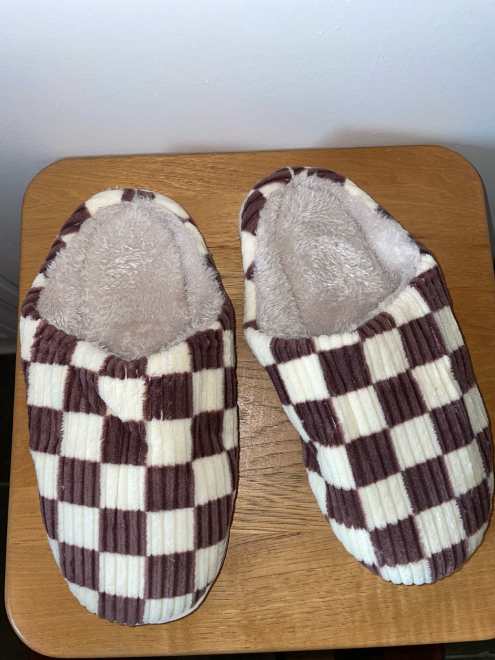 Checkerboard Corduroy Slippers |Cozy Fall House Shoes Retro Plush Indoor Comfort